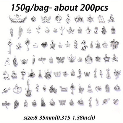 150 g Mixed Silver Charms Set