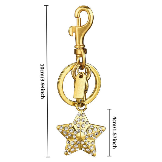 1PC Gold-Tone Rhinestone Star Keychain