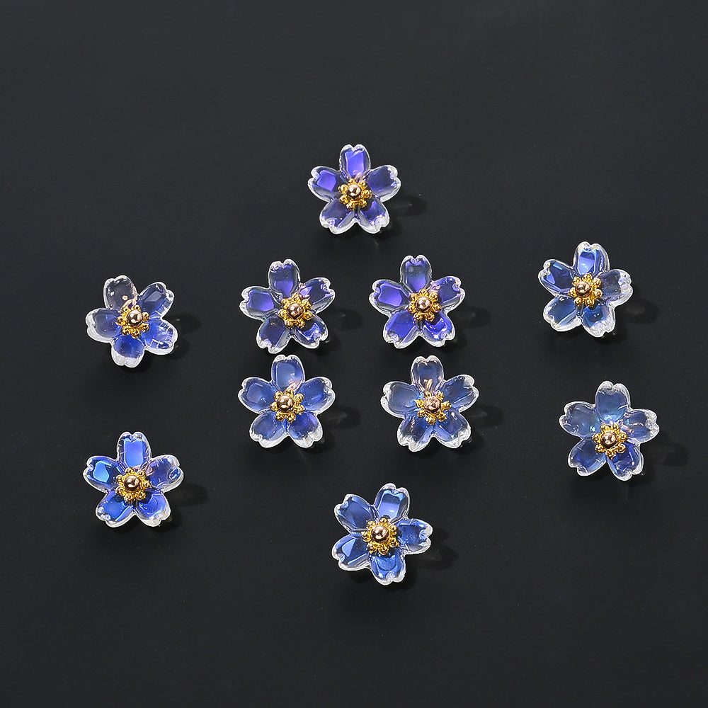 20pcs 10mm Colorful Gradient Glass Flower Beads