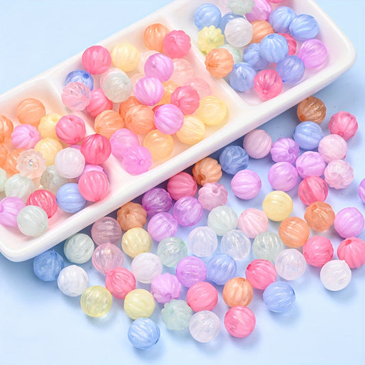 Fine Glitter Pumpkin Acrylic Spacer Beads