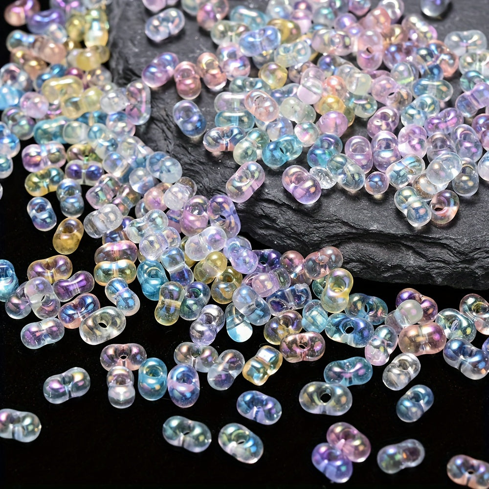 Rainbow Glass Rice Spacer Beads