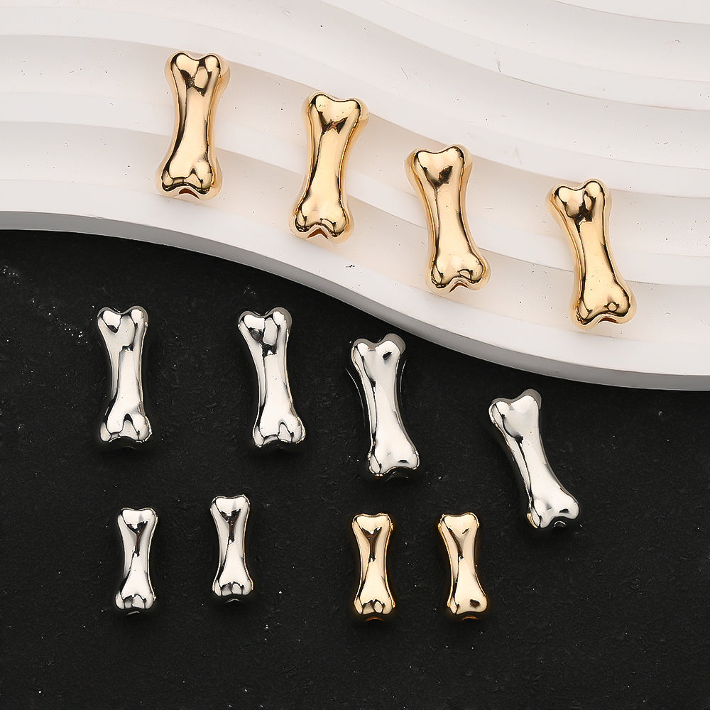 30/50pcs 15/20mm Golden & Silvery Bone-Shaped CCB Beads