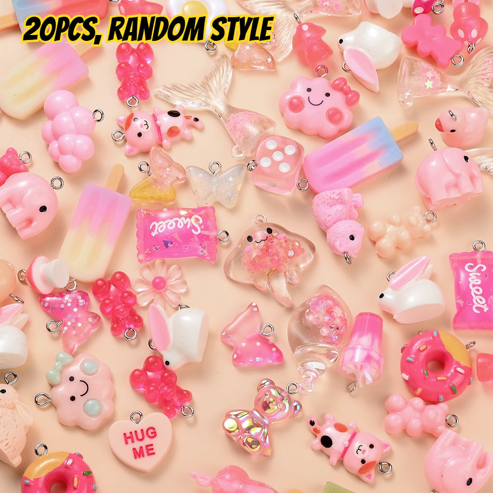 20-Piece Random Fruit, Animal & Flower Resin Charms