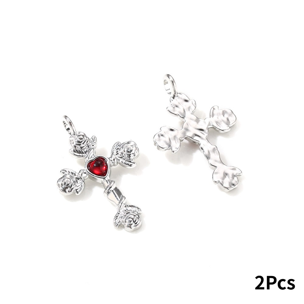 Y2K Rhinestone Cross Alloy Pendants