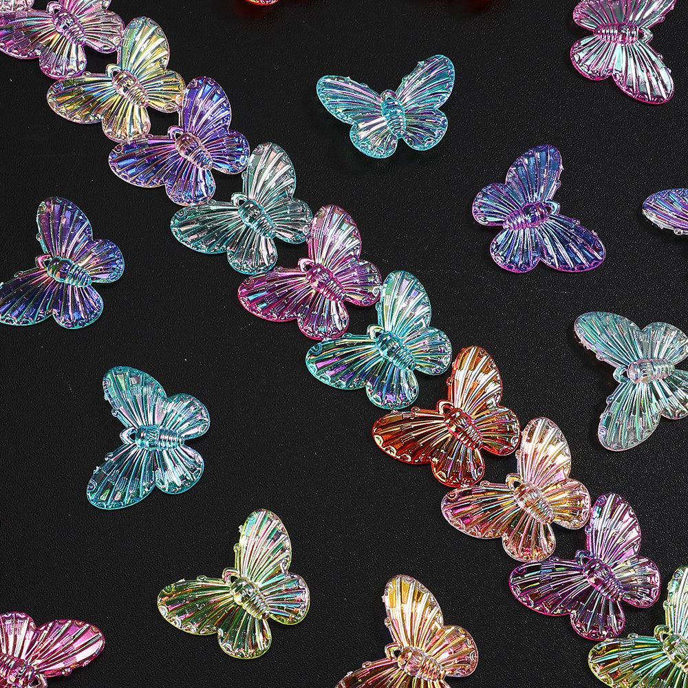 50pcs/set 22x29mm UV Color Butterfly Acrylic Beads