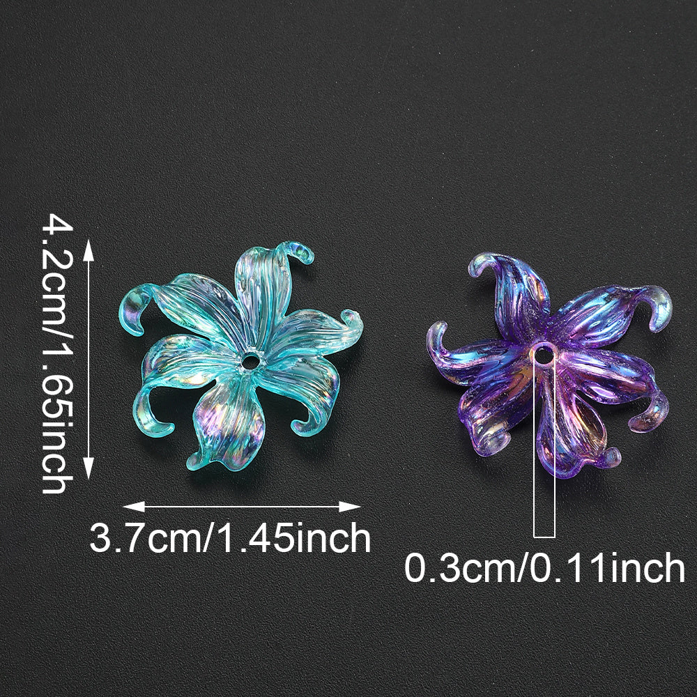 60pcs/box 37x42mm Fleur-de-lis AB Sparkling Flower Beads