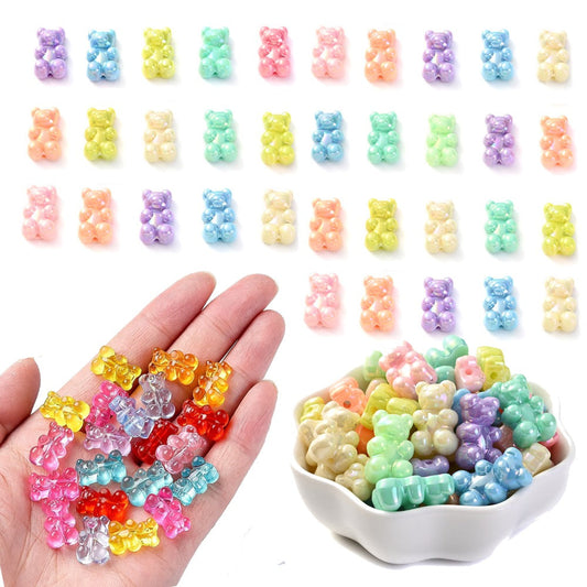 500-Piece 18x11 mm Transparent Gummy Bear Acrylic Beads
