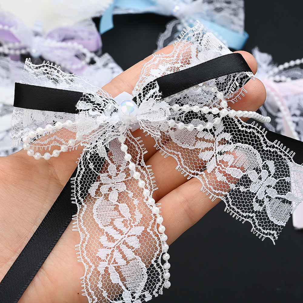 Lace Bow Pearl Butterfly Shoe Clips