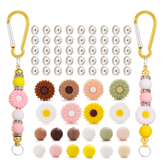 Sunflower Silicone Bead Keychain DIY Kit