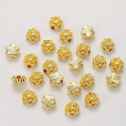 20pcs Golden/Silvery Lotus Flower Spacer Beads