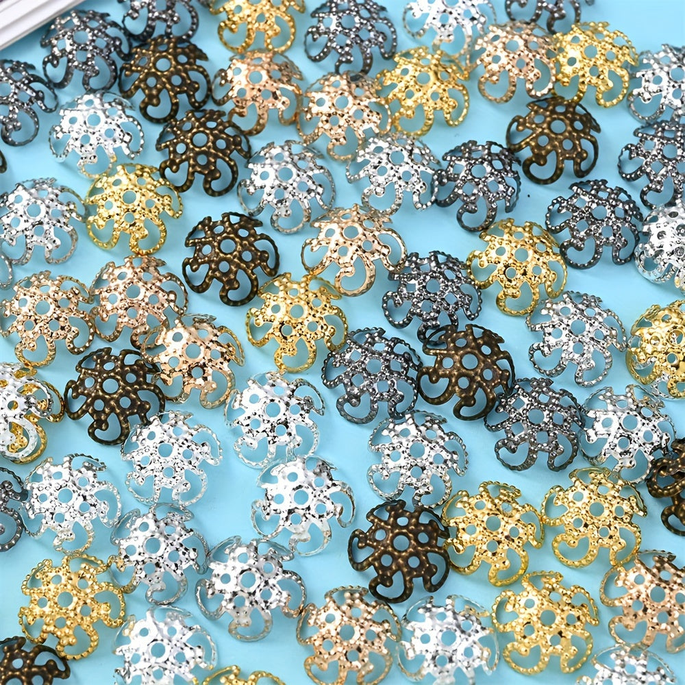 100PCS 8mm Flower Circle Metal-Plated Bead Cap Set