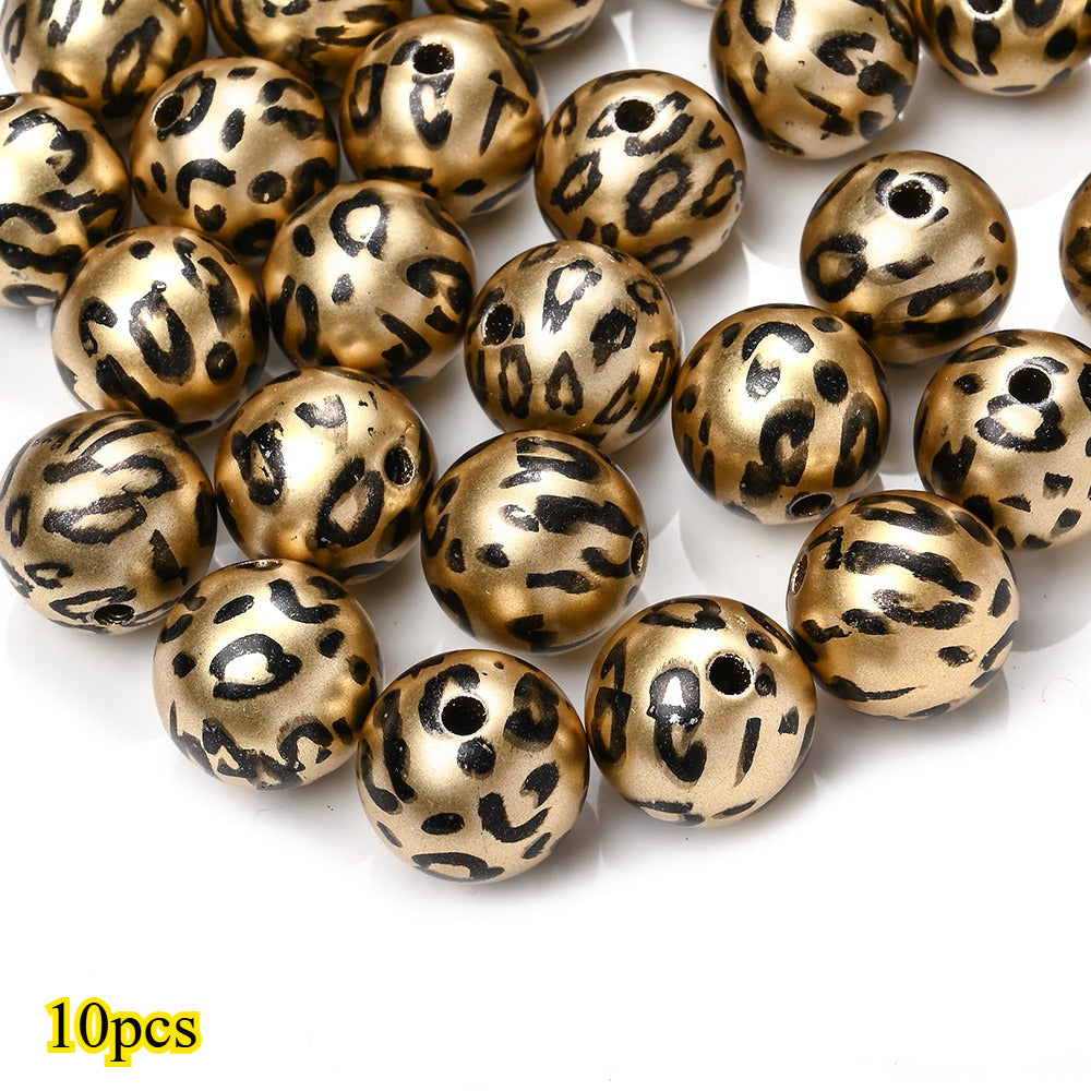 10pcs/lot 16mm Random Leopard Print Acrylic Beads
