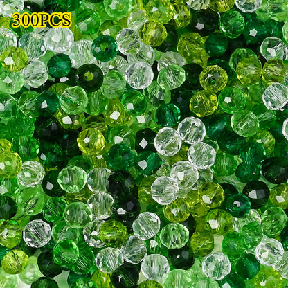 Green Faceted Glass Rondelle Beads