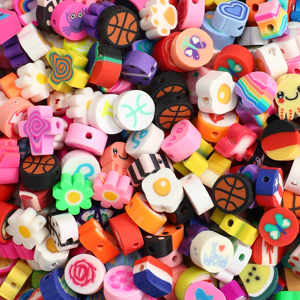 1200pcs Random Mix Clay Beads Bulk