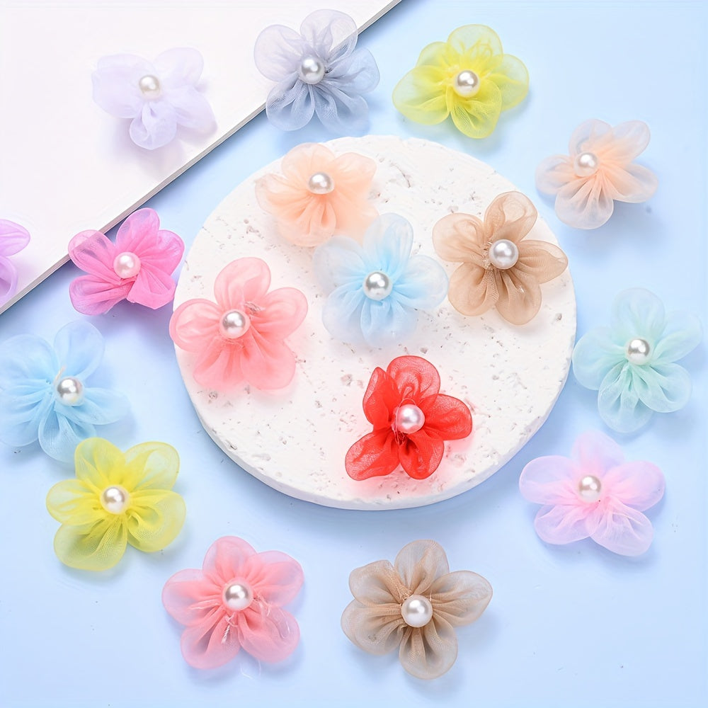 10PCS 23mm Fabric Five-Petal Flower Embellishment Set