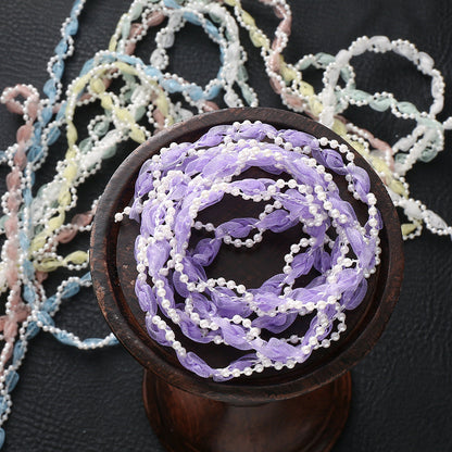1 m Apricot Flower Pearl Embroidered Lace Trim