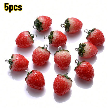 Red Strawberry Resin Charms
