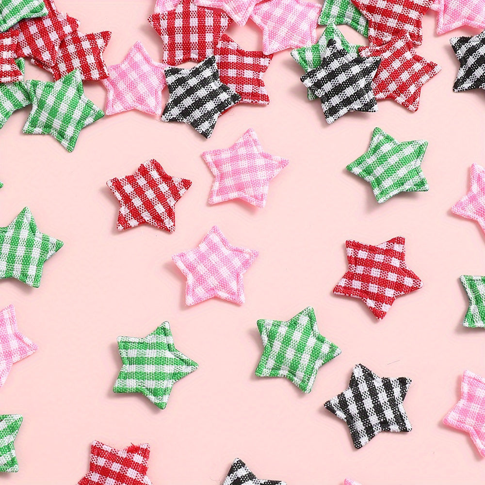 Plaid Star Embroidered Patches