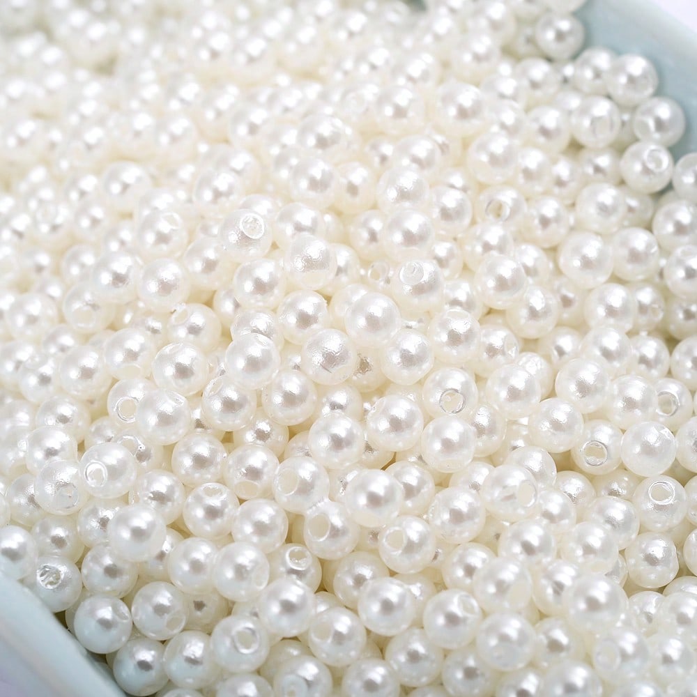 White Imitation Pearl Acrylic Beads