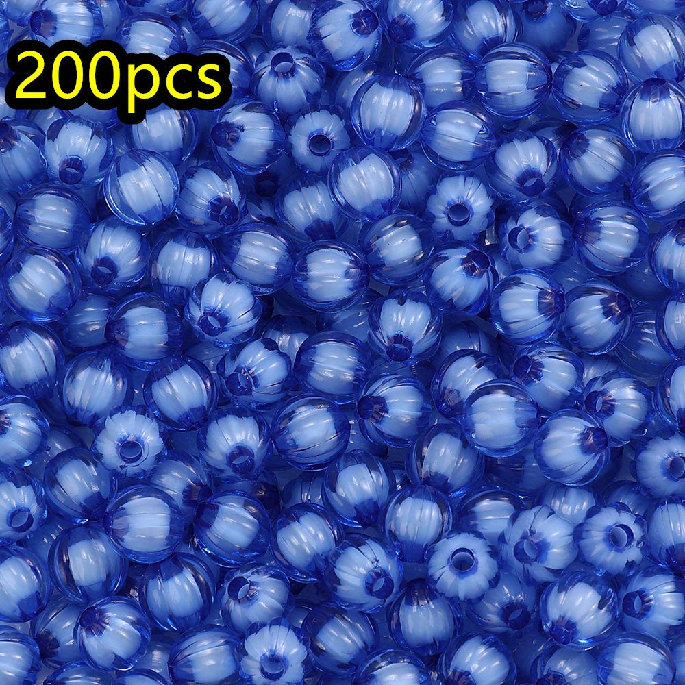 100/200pcs 8/10mm Transparent Inner Color Pumpkin Acrylic Beads