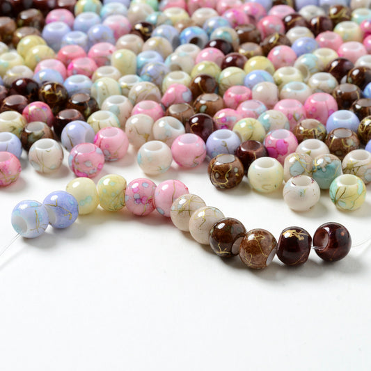 30pcs 10x8mm Multicolor Round Acrylic Dotted Beads