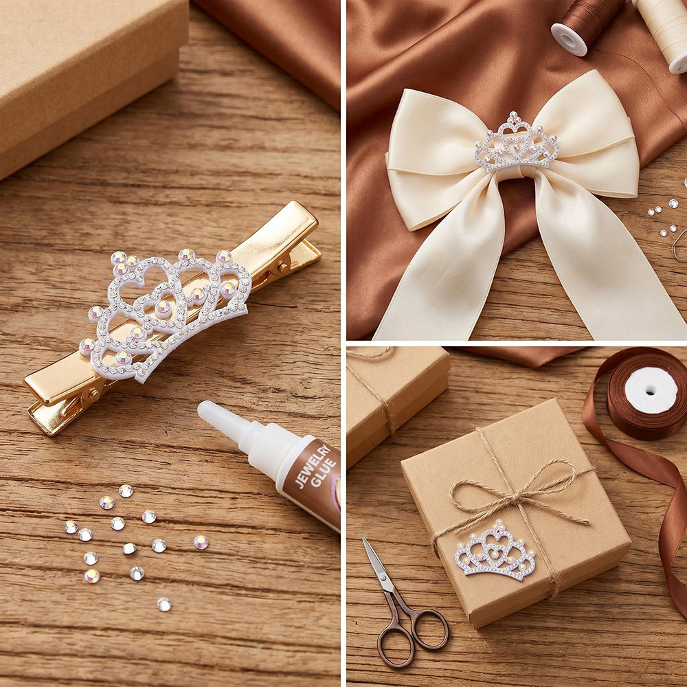 15-Piece White Padded Crown Rhinestone Patches