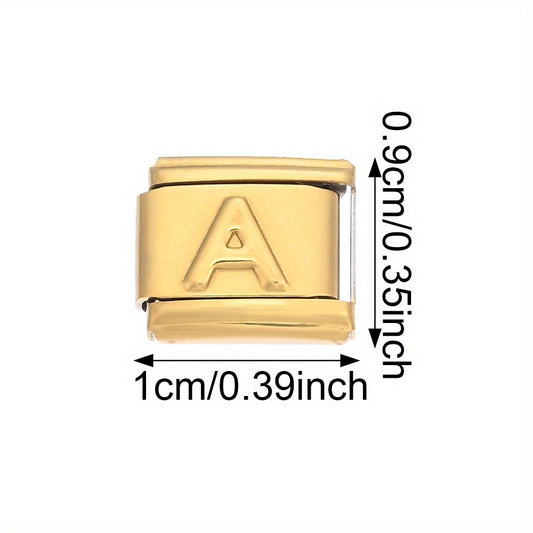 Golden Alphabet Alloy Bracelet Module