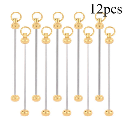 Metal Blank Bar Beadable Keychain Set
