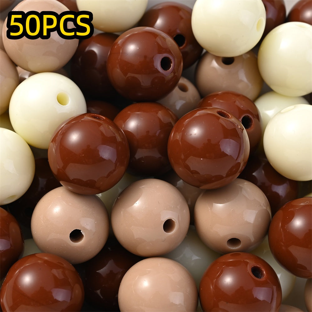50/100pcs Solid Color Acrylic Round Beads