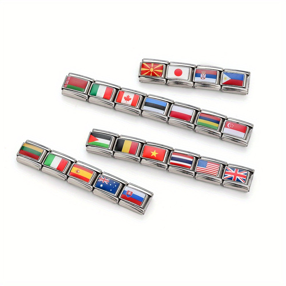 World Flag Alloy Bracelet Module