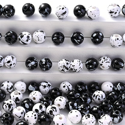 200pcs 10mm Acrylic Ink Painted Round Beads