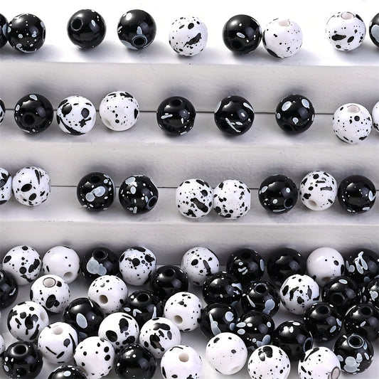 200pcs 10mm Acrylic Ink Painted Round Beads