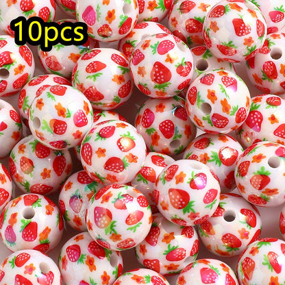 4/10pcs 16mm Pink Strawberry Resin Beads