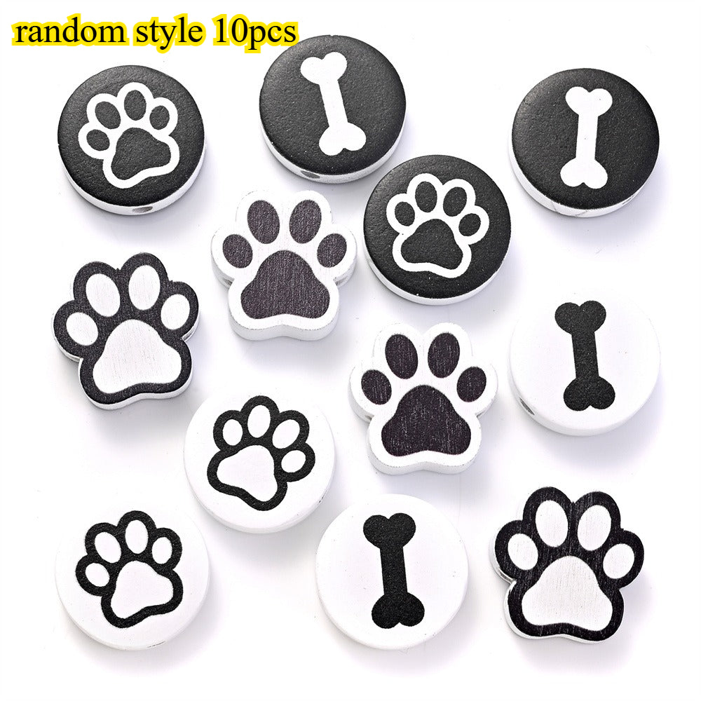Dog-Themed Wooden Beads
