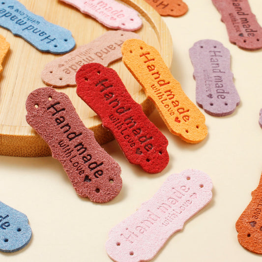 42x14 mm “Hand Made with Love” Suede Labels