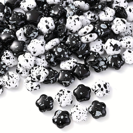 Black and White Plum Blossom Acrylic Spacer Beads