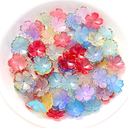 200PCS 19mm Colorful Five-Petal Flower Acrylic Beads