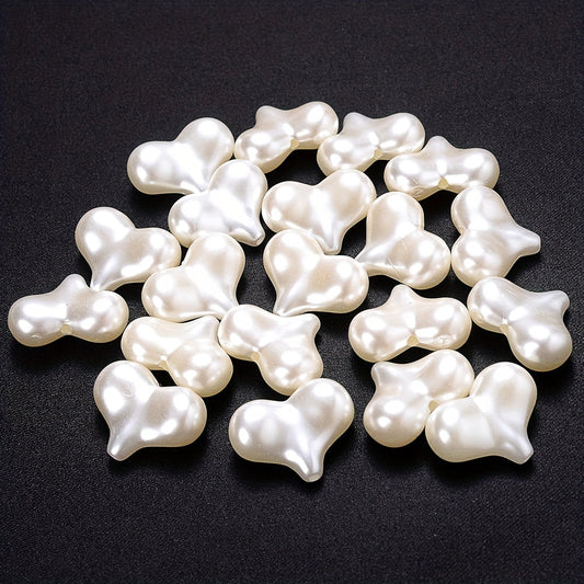 20PCS White Heart-Shaped Imitation Pearl Bead Set