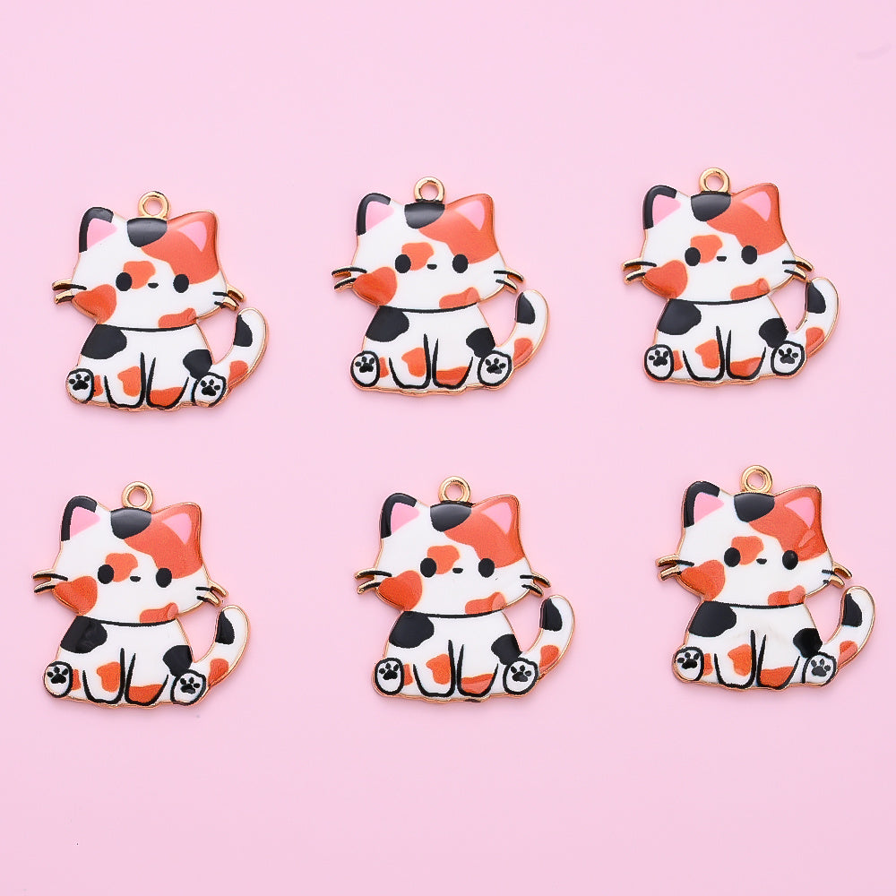 Enamel Cat Pendant Charms