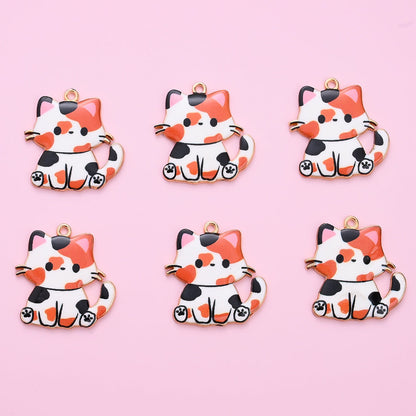 Enamel Cat Pendant Charms
