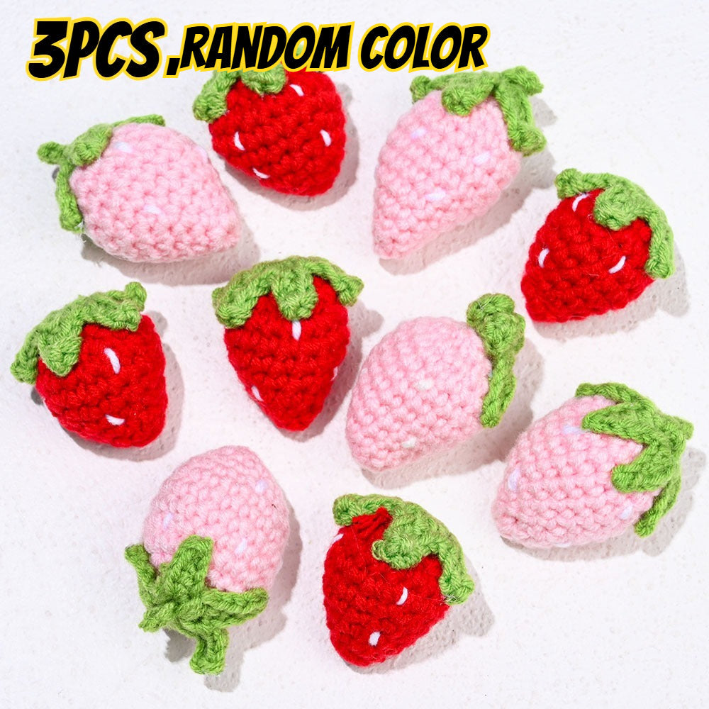 3-Piece Random Knitted Strawberry Charms