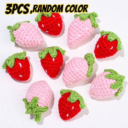 3-Piece Random Knitted Strawberry Charms