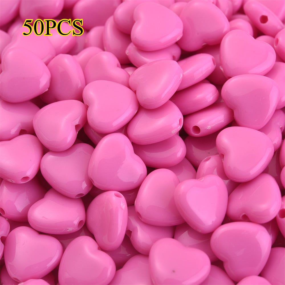 50pcs 12x11mm Heart-Shaped Acrylic Beads