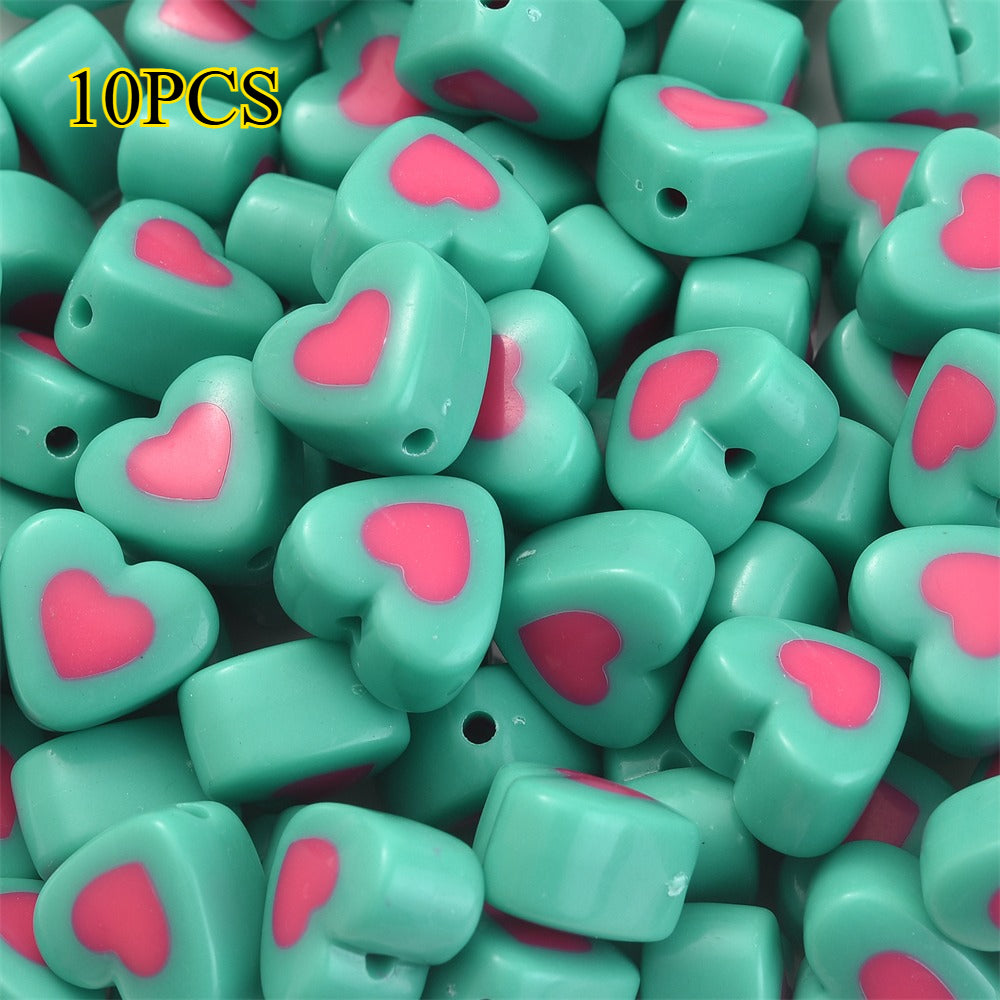 10pcs 17x15mm Sandwich Heart Acrylic Beads
