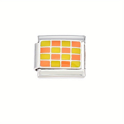 Checkerboard Stainless Steel Charm Module