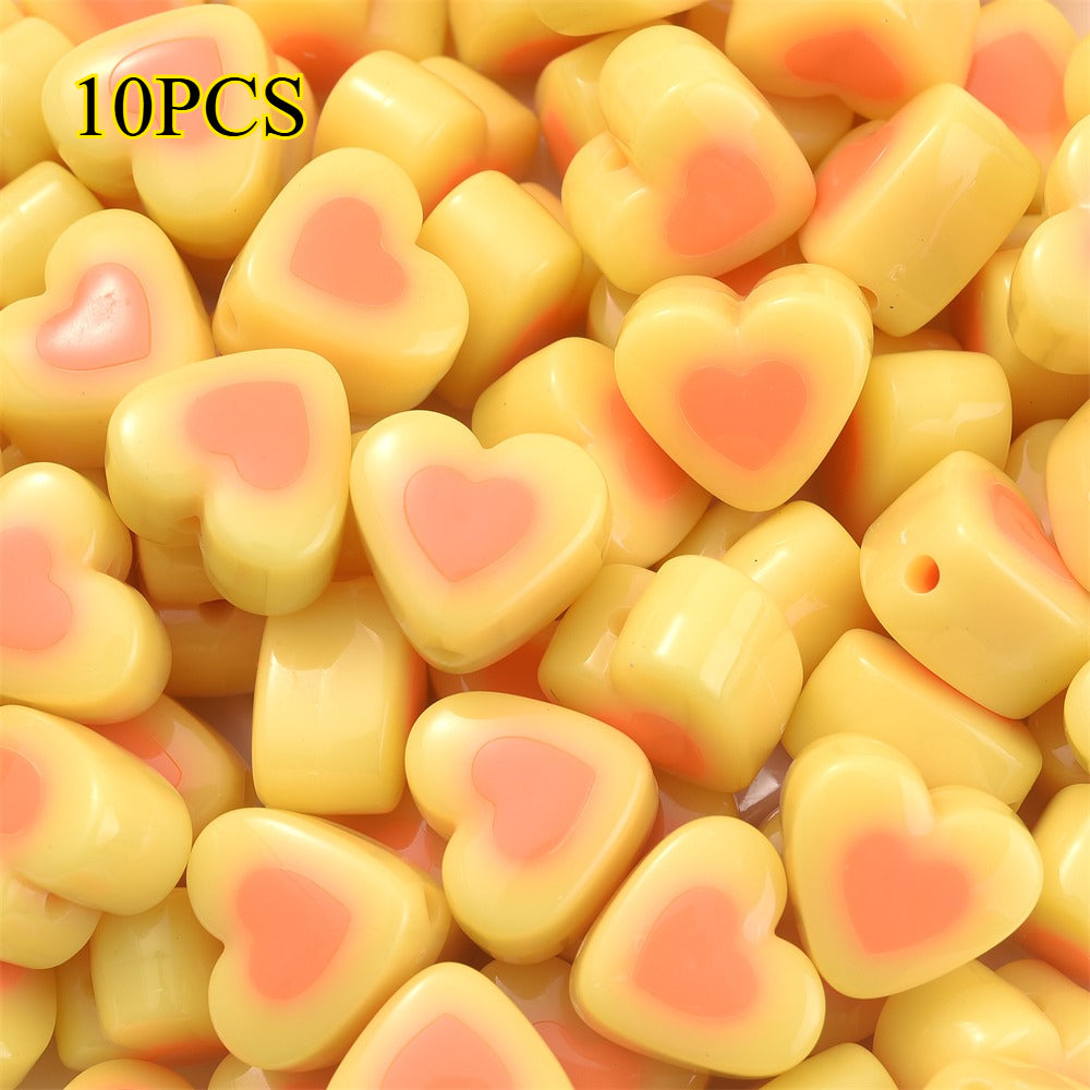 10pcs 17x15mm Sandwich Heart Acrylic Beads
