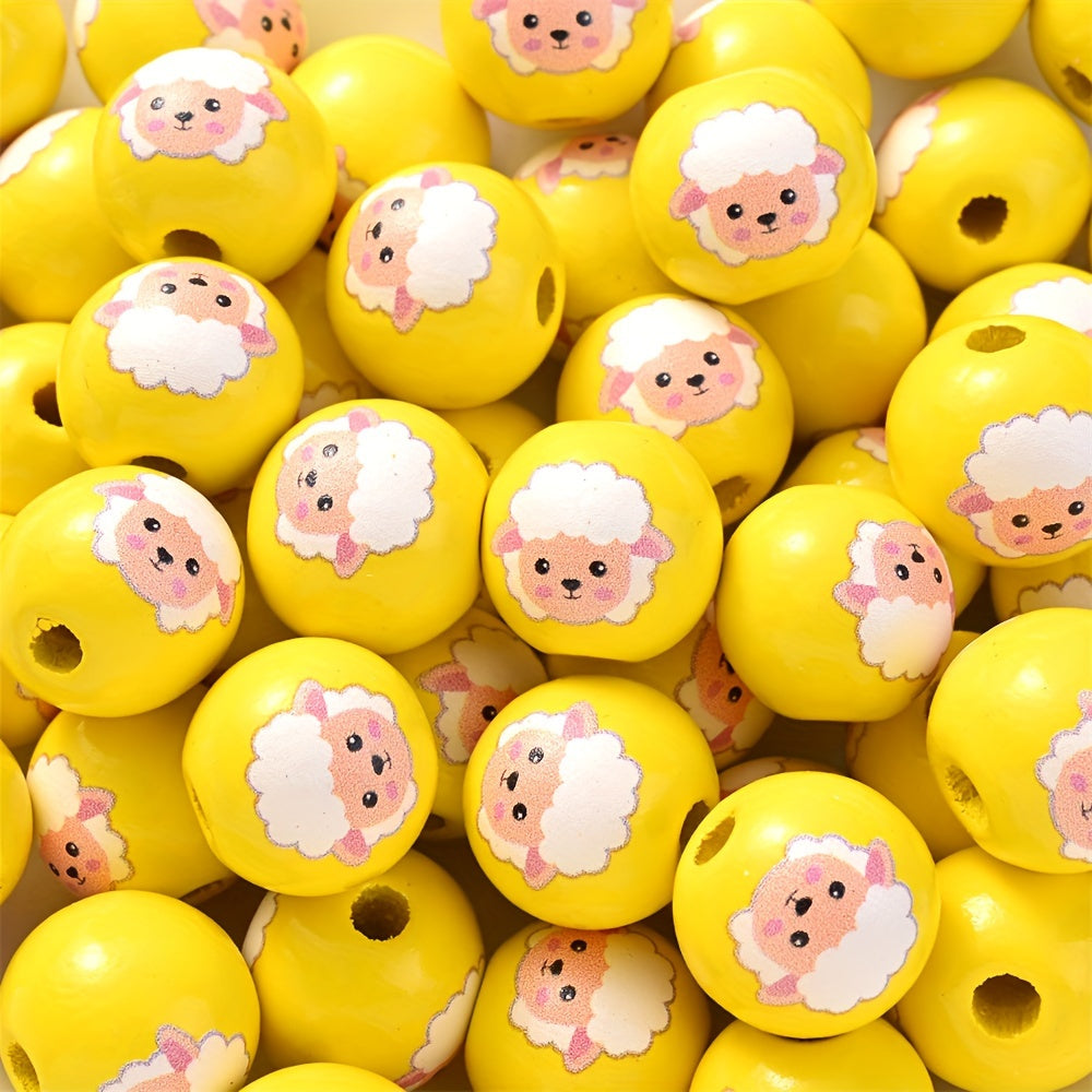 10PCS 16mm Easter-Themed Wooden Bead Set