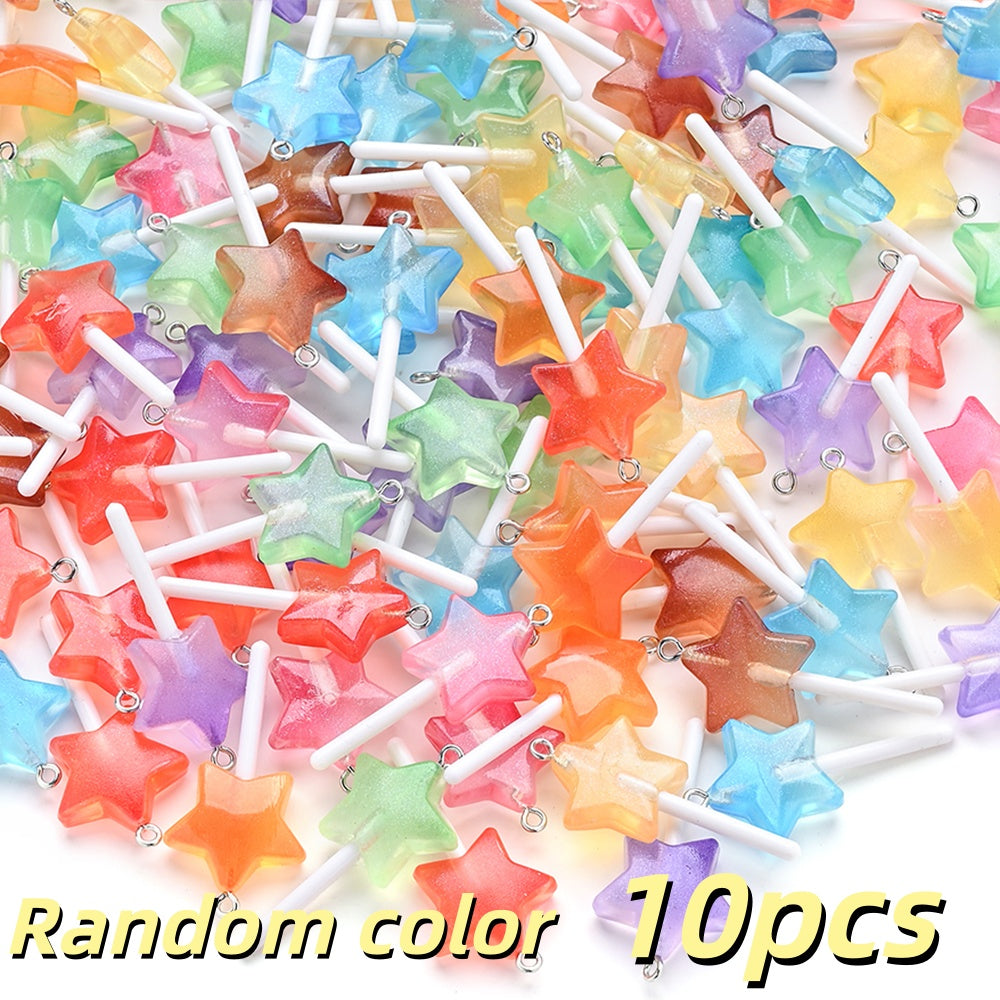 Glow-in-the-Dark Resin Lollipop Heart Star Charms