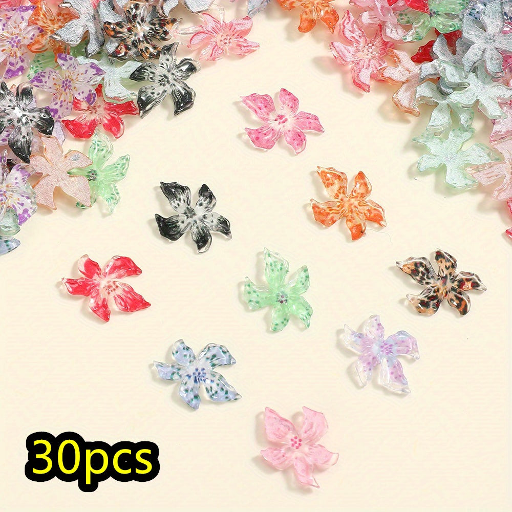 30pcs/set Ice Lily Flower Beads