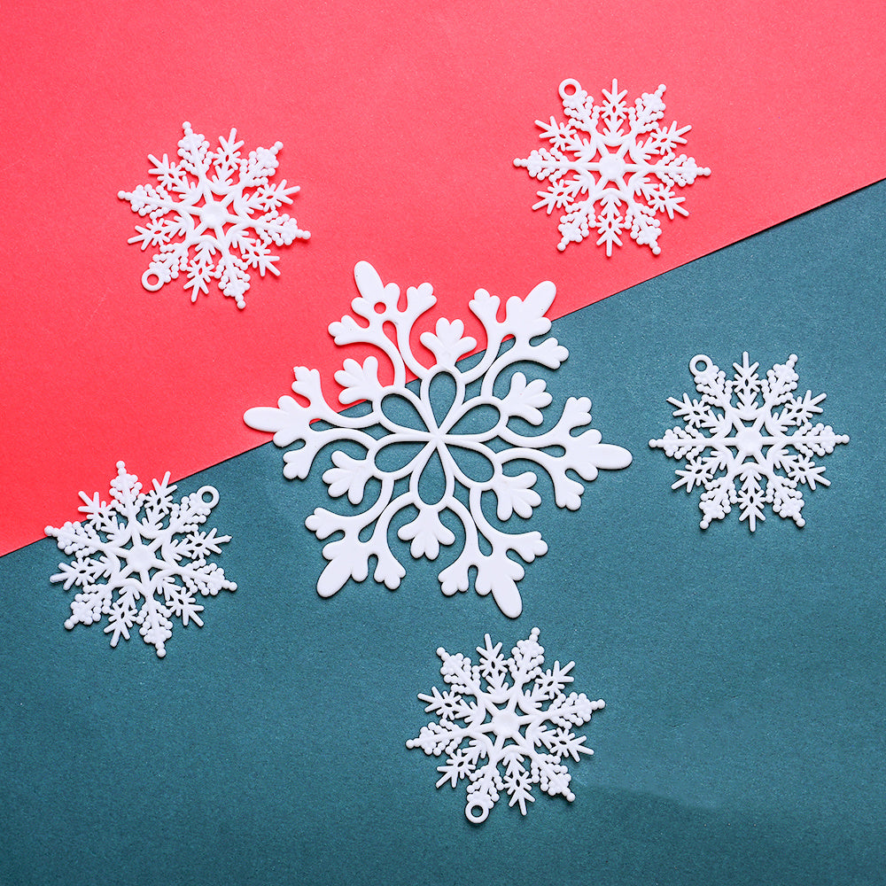 White Glitter Snowflake Hanging Ornaments